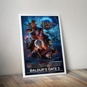 Baldur&#39;s Gate 3 Poster | Baldur&#39;s Gate Prints | Gaming Poster Print | 4 Colors | Video Game Posters | Wall Decor Poster | Large Poster Print