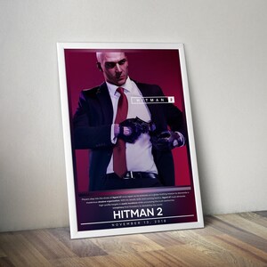 Hitman 2 Poster | Hitman Print | Gaming Poster Print | 4 Colors | Video Game Poster | Wall Decor Poster | Large Poster Print