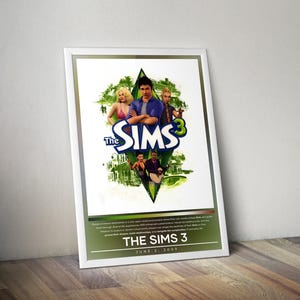 Die Sims 3 Poster | Die Sims Druck | Gaming Poster Druck | 4 Farben | Videospiel Poster | Wall Decor Poster | Großes Poster Print