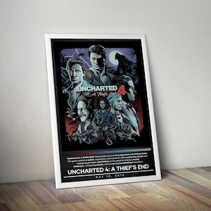 Uncharted 4: A Thief&#39;s End Poster |  Uncharted Print | Gaming Poster | 4 Colors | Video Game Poster | Wall Decor Poster | Large Poster Print
