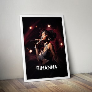 Rihanna Poster Print | Artist Illustration Poster | Artist Poster Prints | Wall Decor Posters | Pop Music Posters