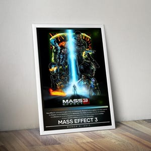 Mass Effect 3 Poster | Mass Effect Prints | Gaming Posters | 4 Colors | Video Game Posters | Wall Decor Posters | Large Poster Prints