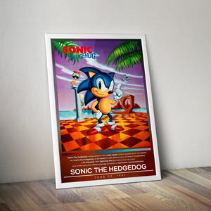 Sonic The Hedgedog Poster | Sonic Print | Gaming Poster | 4 Colors | Video Game Poster | Wall Decor Poster | Large Poster Print | Gamer Gift