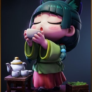 Chibi Anime Girl - Cute 3D Print Model - Anime Style 3D Model - Instant Download