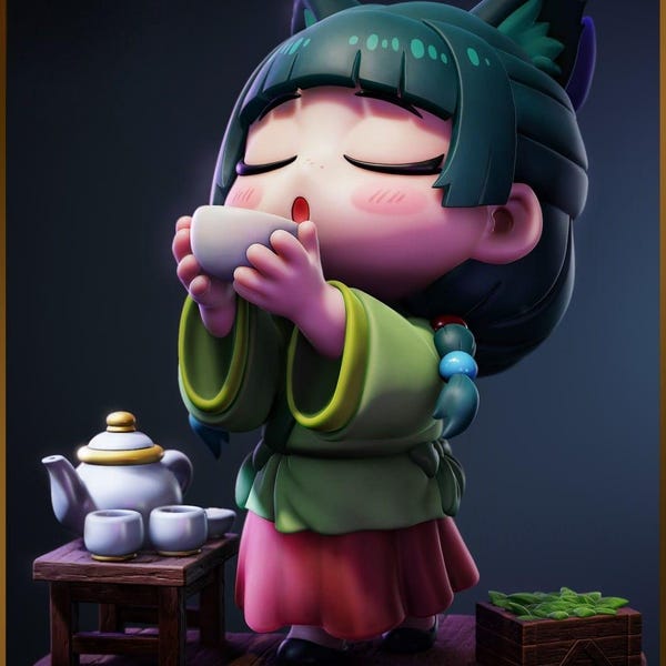 Chibi Anime Girl - Cute 3D Print Model - Anime Style 3D Model - Instant Download