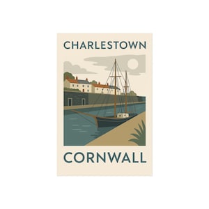 Minimalist Poster of Charlestown, Cornwall, from an original photograph, Wall Decor for Home, Office, Gift Idea, Retro Style