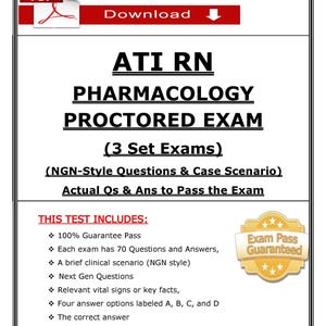 2023 ATI RN Pharmacology — Proctored Exam | Versions 1–3 | Actual Questions & Verified Answers | Nclex NGN-style | Pdf