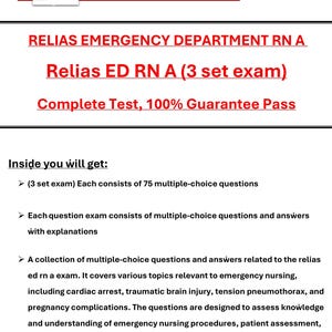2025 Relias ED RN A | 3 Set Exam) | Questions with Verified Answers | Instant Download