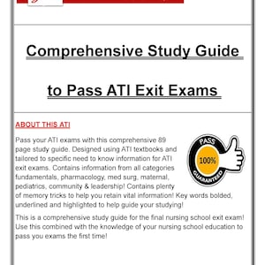 Comprehensive ATI Exit Exam Study Guide - High chance of passing