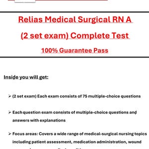 2025 Relias Medical Surgical RN A Exam | 2 Full set Exam | Questions & Verified Answers | PDF