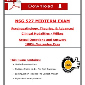 NSG 527 Midterm Exam: Psychopathology & Advanced Clinical Theories (PDF Download)