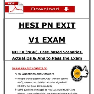 2025 HESI PN Exit Exam | Version 1, 2 and 3 | Actual Questions and Answers | Nclex-PN Study Guide Pdf