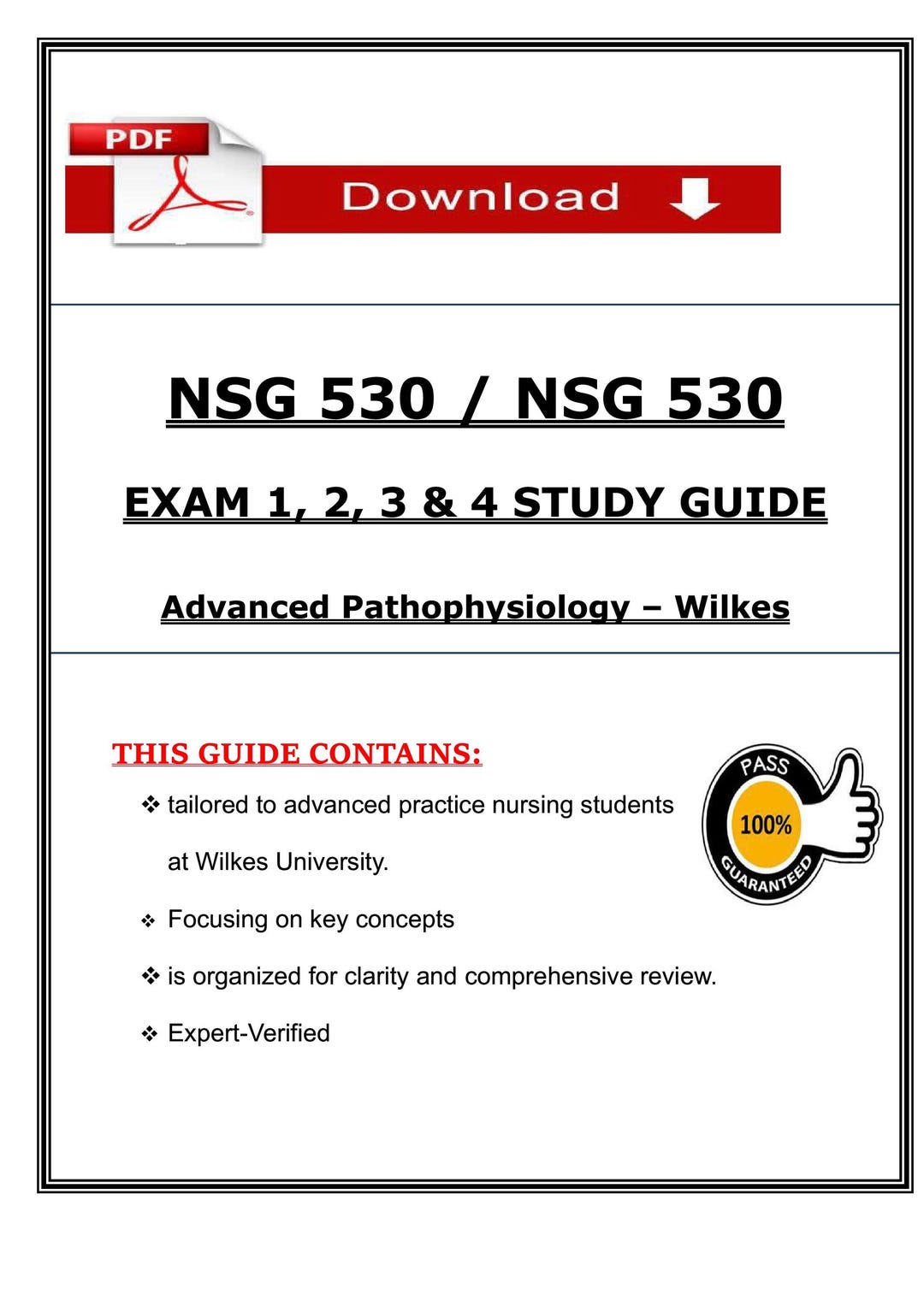 NSG 530 Exam Study Guide: Advanced Pathophysiology - Wilkes (PDF ...