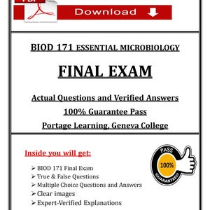 BIOD 171 Final Exam (2025) | Essential Microbiology | Portage Learning & Geneva College | PDF