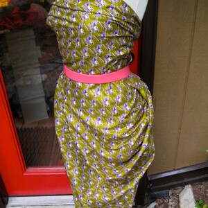 CUSTOM Made Dress, Printed Cotton Strapless with Pink Belt image 2