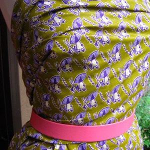 CUSTOM Made Dress, Printed Cotton Strapless with Pink Belt image 3