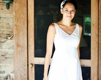 CUSTOM Wedding Gown, Vintage Gown in Cotton and Linen, Remodeled Vintage Bridal Dress