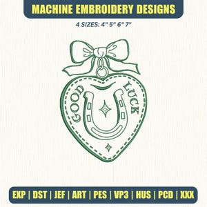 Lucky Charm embroidery design, Coquette Pattern, Digital Files, Instant Download