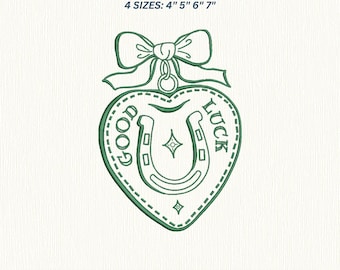 Lucky Charm embroidery design, Coquette Pattern, Digital Files, Instant Download
