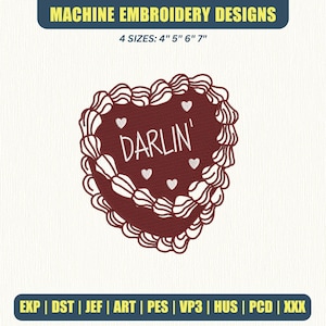 Darling borduurontwerpen, schattige girly borduurbestanden, 4 x 4 hoepelontwerp, digitale bestanden, instant download