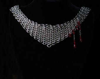DAWNWALKER | Chainmail Medieval Chain Choker Necklace | Gothic Vampire Chainmaille Fantasy Armour Halloween