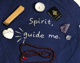 Drawstring Pouch Bag for Crystals Meditation Candles Gemstones Sage Magick Blue Spirit Guide Me