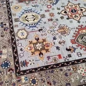 Hand-Knotted Oushak Wool Rug: Brown & Colorful Oriental Design, 10x14