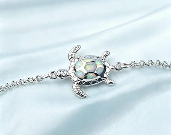 Witte opaal zeeschildpad enkelbandje, Hawaiiaanse oceaansieraden