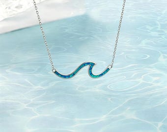 Blauwe opaalgolf hanger ketting, Hawaiian Ocean Jewelry