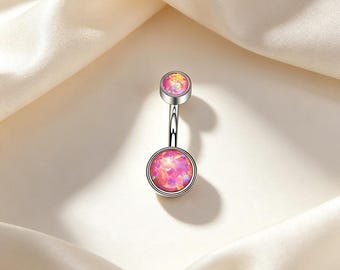 Titanium roze opaal ring set navelpiercing 1,6 x 10 mm navelpiercing sieraden voor vrouwen