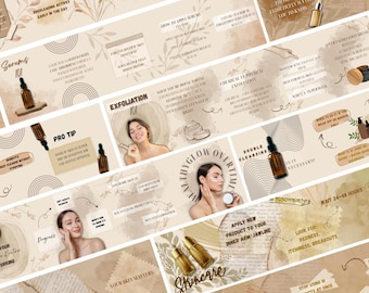 Skincare Instagram Carousel Templates: Beauty & Wellness Canva Kit | Social Media Marketing kit (Digital Download)