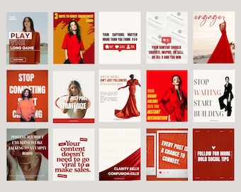 Bold Red Instagram Template,Instagram post template, Bold template,Social media templates,Social media manager templates,Modern template