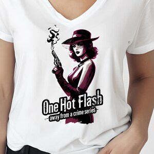 Funny One Hot Flash Away Stylish V-Neck T-Shirt for Her, Relaxed Fit Tee, Gift for Mom, Comfortable Casual Wear, Menopause Humor