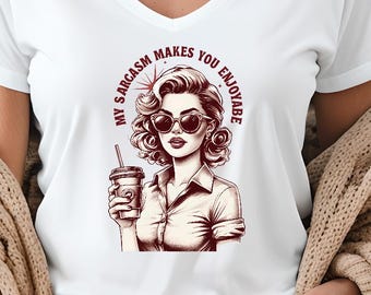 Sarcastic V-Neck Tee: Hormone Humor Gift for Mom or Wife
