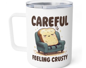 Taza de café con aislamiento crujiente y divertida, un bonito regalo para amantes del café, ideal para el hogar y la oficina, ideal para los amantes del pan.