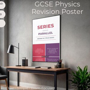 Póster/Guía de repaso de circuitos en paralelo y en serie para el examen GCSE de Física (Descarga digital)