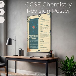 modèle atomique du GCSE Chemistry Poster | Ressource de révision imprimable | Guide d'étude scientifique OCR Edexcel AQA