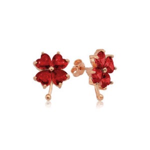 Silver Red Heart Clover Women’s Earrings