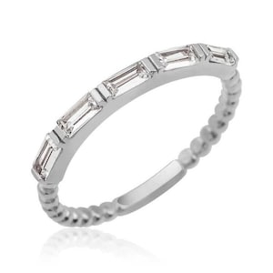 Handmade Sterling Silver Half Eternity Baguette Ring – Elegant & Sparkly