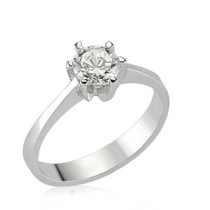 Handmade Sterling Silver Solitaire Ring with Zircon Stone – Classic Elegance