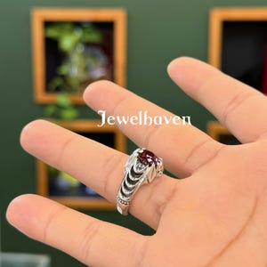 925 Sterling Silver Ruby Ring – Natural African Gemstone, original yaqoot Ring, July Birthstone