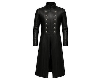 Men's Gothic Leather Trench Coat | Steampunk Victorian Overcoat
