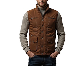 Men’s Quilted Sweater Vest - Warm Knit Christmas Style