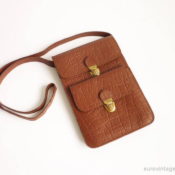 Vintage Small Leather Shoulder Bag / Kindle Ipad Mini Bag Purse Pouch