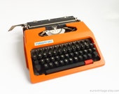 Vintage Design Orange Typewriter Robotron DDR 70s 80s