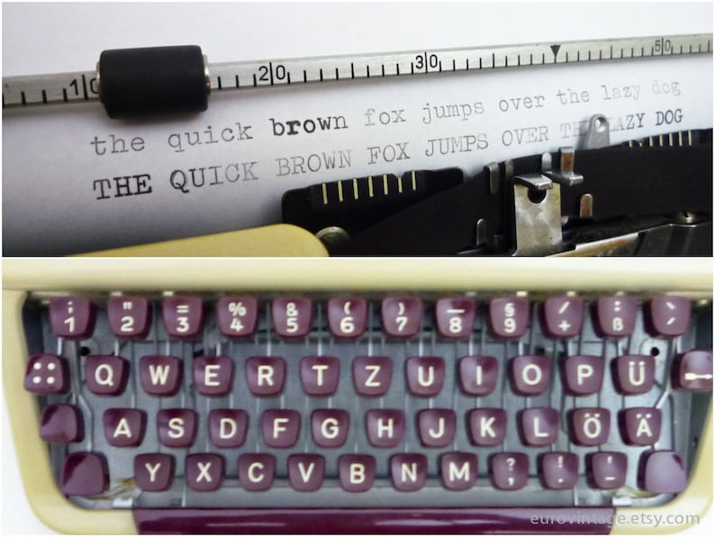 Vintage Olympia Splendid 33 Portable Typewriter Cream Burgundy Working Typewriter 60s