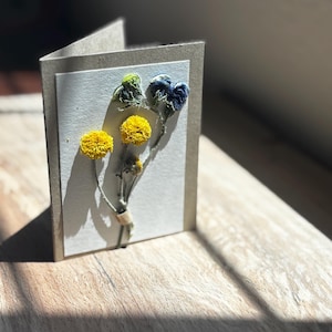 Pressed Flower Greeting Card – Handmade, One-of-a-Kind Botanical Art – Rustic, Upcycled, Wildflower Card for Any Occasion.