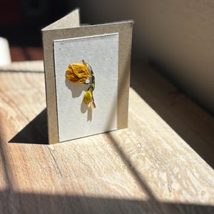 Pressed Flower Greeting Card – Handmade, One-of-a-Kind Botanical Art – Rustic, Upcycled, Wildflower Card for Any Occasion.