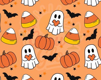 Halloween Seamless Pattern Ghost Repeat Pumpkin Digital Download Candy Corn Instant Download Fall Printable Bat Pattern Halloween Printable