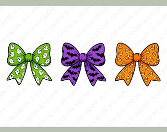 Cute Halloween Bow PNG Clip Art Ghost Candy Corn Digital File Halloween Bat Sublimation Coquette Bow Sticker Halloween T-shirt Spooky Bow